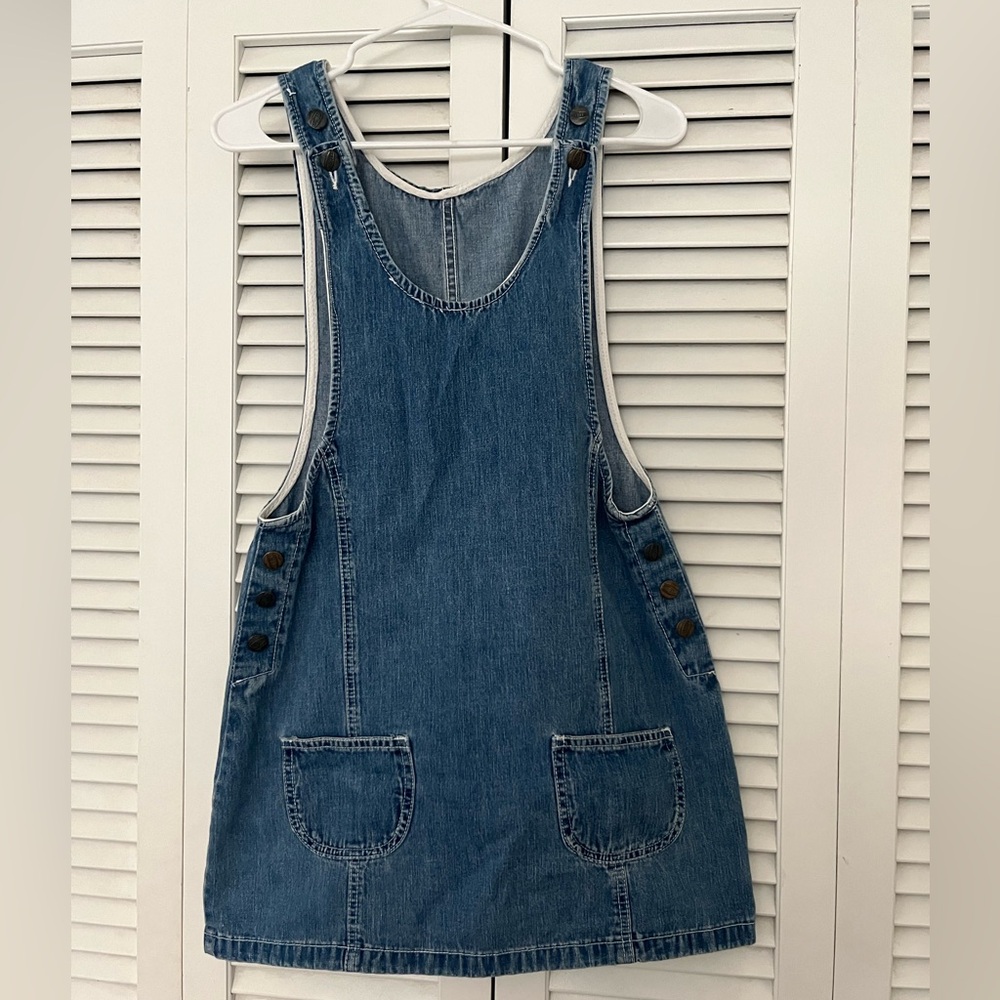 Denim Overall Dress with Pockets